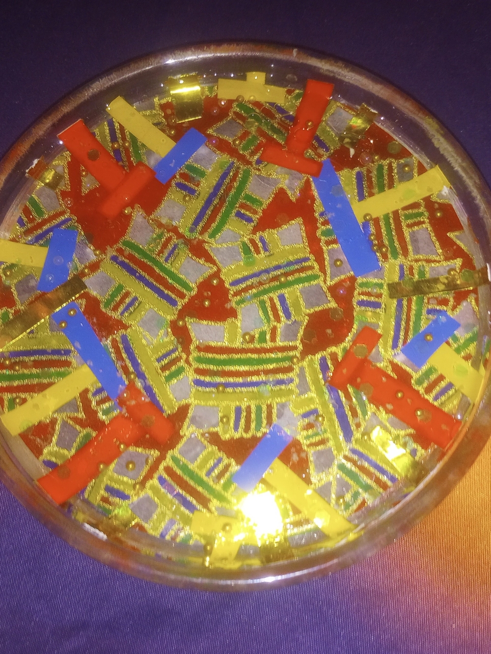 Oriental Geometric Glass Home Coaster Art-One Of A Kind
